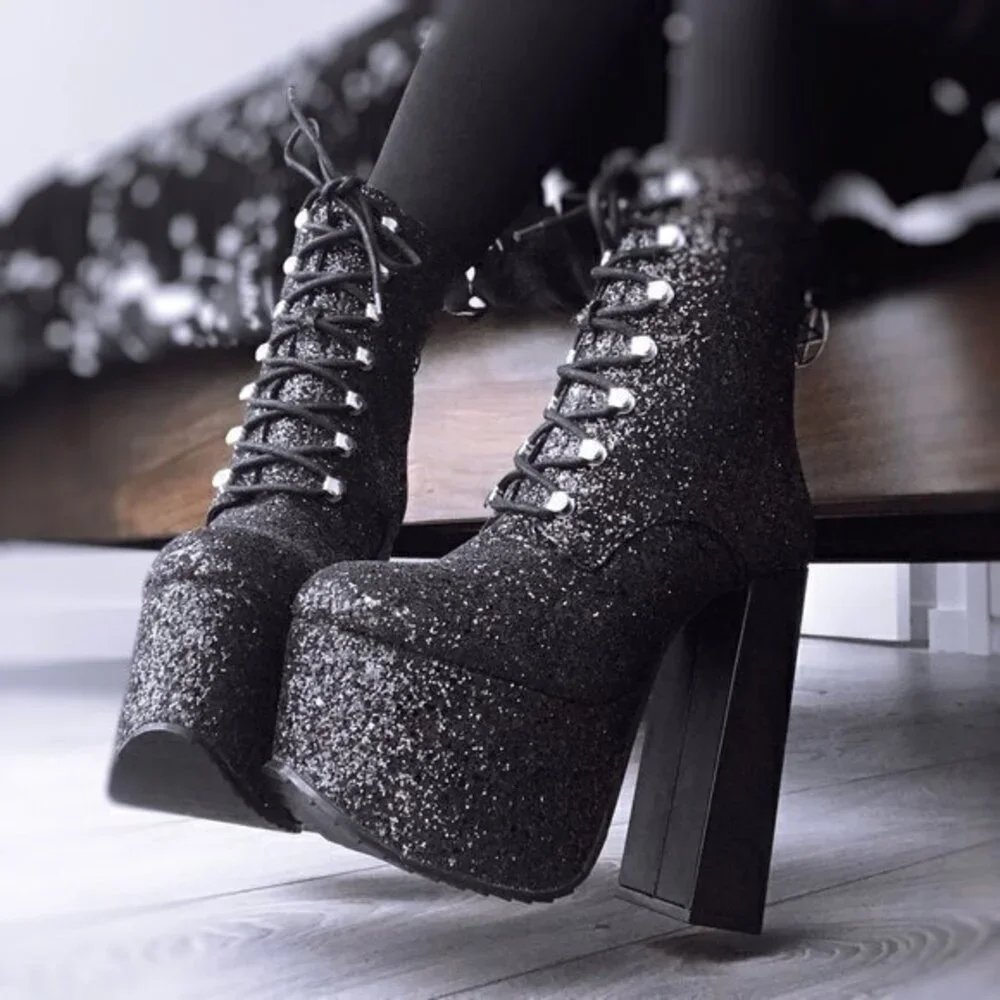 Killstar Bowie Glitter Platform Boots